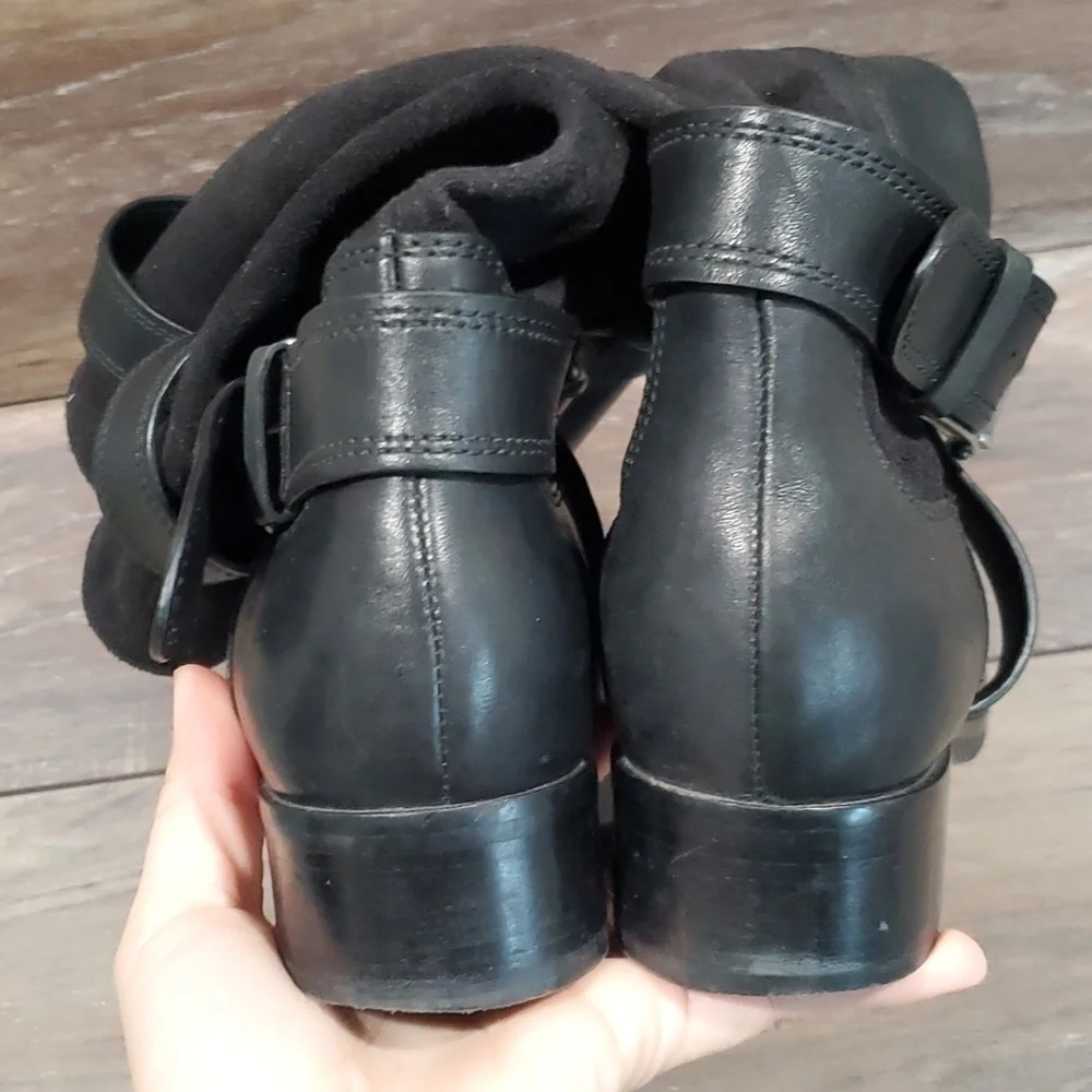Cole Haan NikeAir Women Riding Leather Tall Boots shoes sz 7.5B buckle